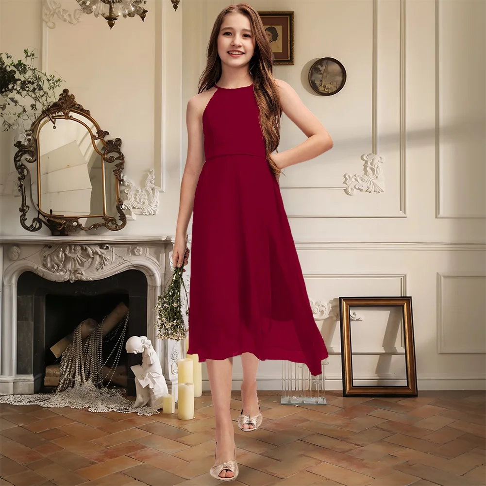 Elegant A-Line Halter Knee Length Chiffon Junior Bridesmaid Dress Pleated Silver Flower Girl Dress Girls Party Wedding Formal
Elegant A-Line Halter Knee Length Chiffon Junior Bridesmaid Dress Pleated Silver Flower Girl Dress Girls Party Wedding Formal