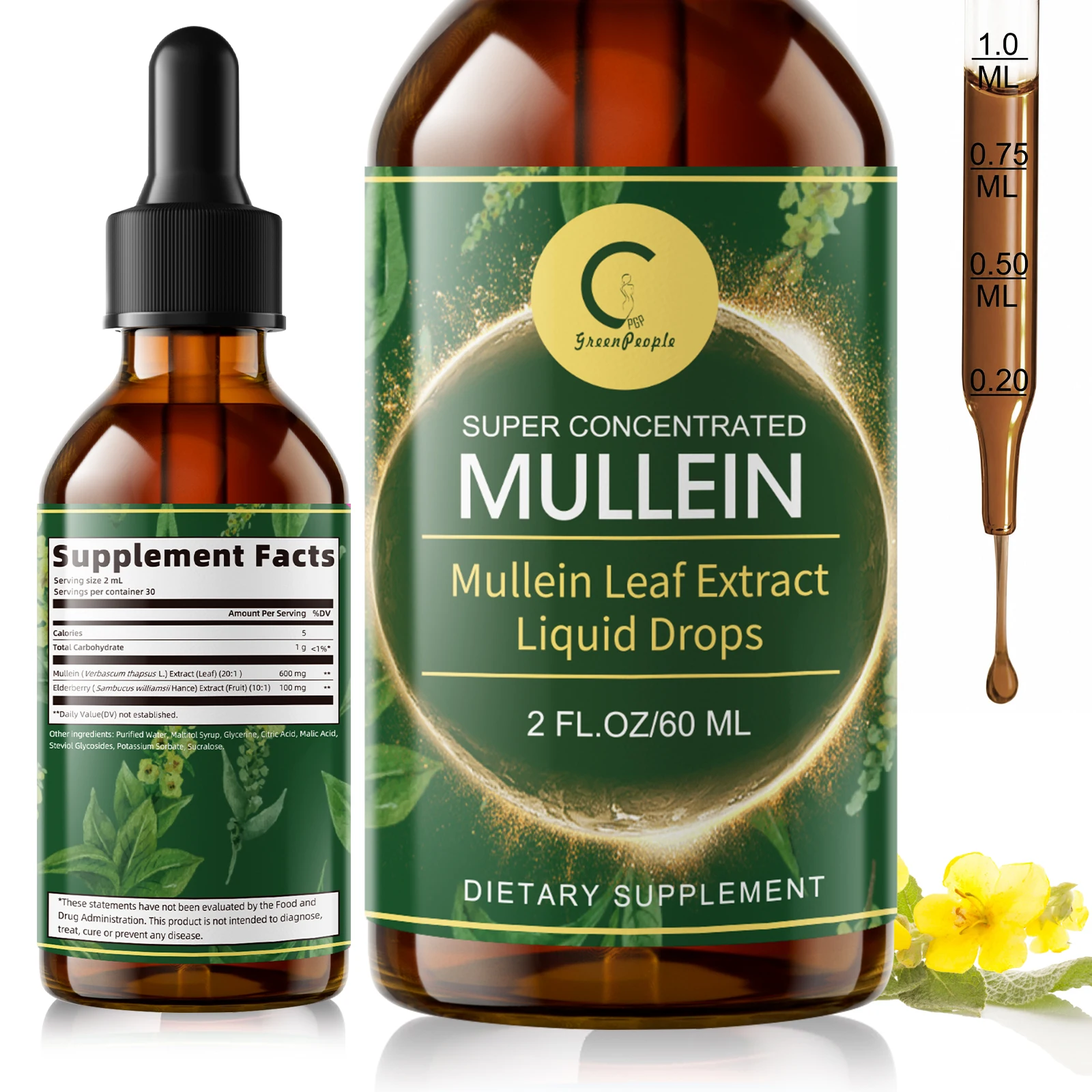 GPGP Greenpeople 60ML Mullein Drops for Lungs Health ,Lung Detox & Cleanse, Support for Respiratory, Immune, Digestive System
GPGP Greenpeople 60ML Mullein Drops for Lungs Health ,Lung Detox & Cleanse, Support for Respiratory, Immune, Digestive System