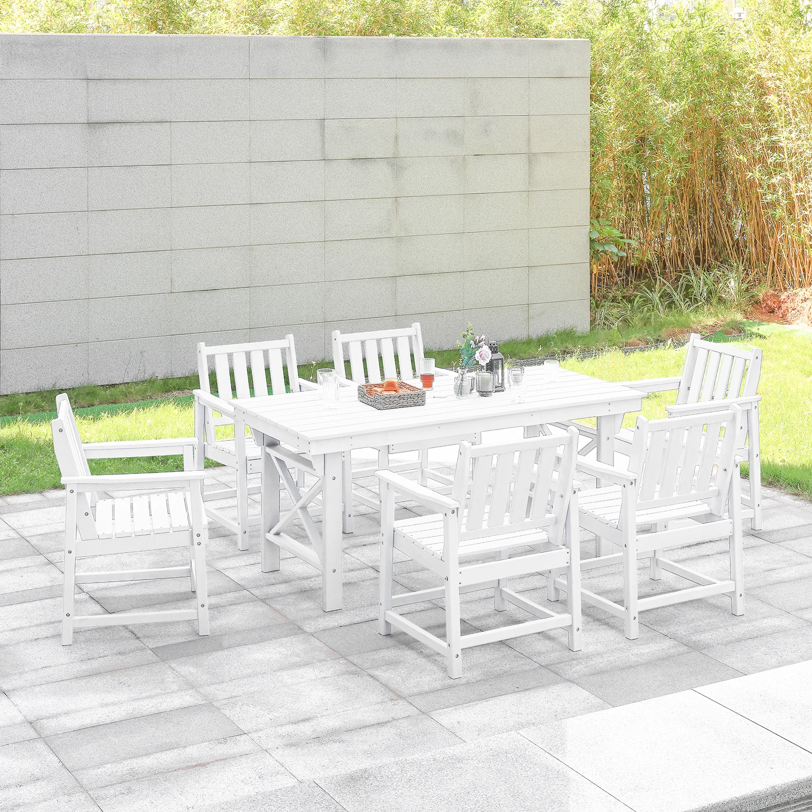 SeeHill Pearl 7-Piece HDPE Outdoor Dining Set, All-Weather Table with Umbrella Hole and 6 Chairs, Patio Furniture Set for Lawn
SeeHill Pearl 7-Piece HDPE Outdoor Dining Set, All-Weather Table with Umbrella Hole and 6 Chairs, Patio Furniture Set for Lawn