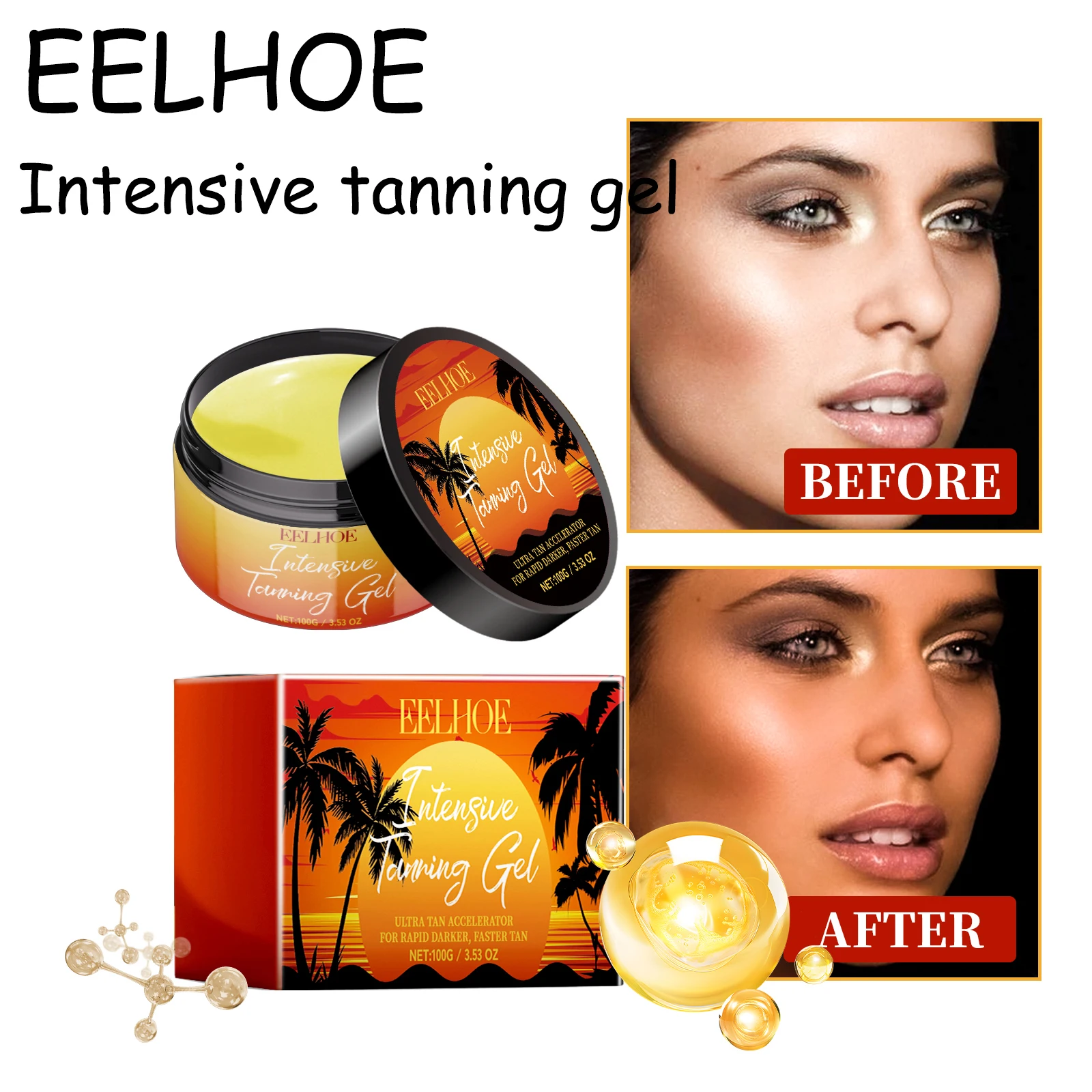 EELHOE Women Tanning Gel for Face Body Summer Beach Natural Bronzing Refreshing Lasting Moisturizing Sunless Tanning Cream
EELHOE Women Tanning Gel for Face Body Summer Beach Natural Bronzing Refreshing Lasting Moisturizing Sunless Tanning Cream