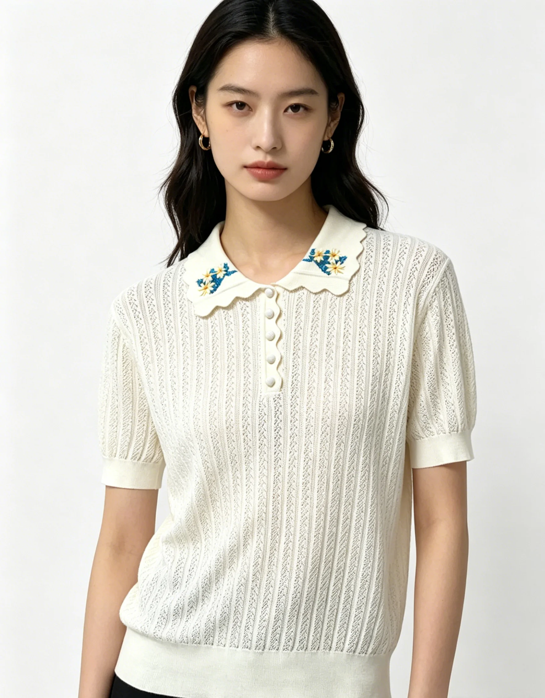 26SS Spring/Summer Women's Slim-Fitting Concealed Collar Sweater with Short Sleeves LH101
26SS Spring/Summer Women's Slim-Fitting Concealed Collar Sweater with Short Sleeves LH101