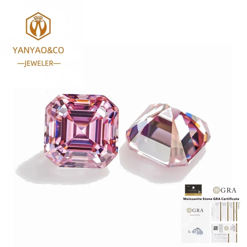 Муассанит, выращенный в лаборатории, розовая огранка Asscher, с сертификатом GRA, настраиваемый, подходит для оправы ювелирных изделий.
Муассанит, выращенный в лаборатории, розовая огранка Asscher, с сертификатом GRA, настраиваемый, подходит для оправы ювелирных изделий.