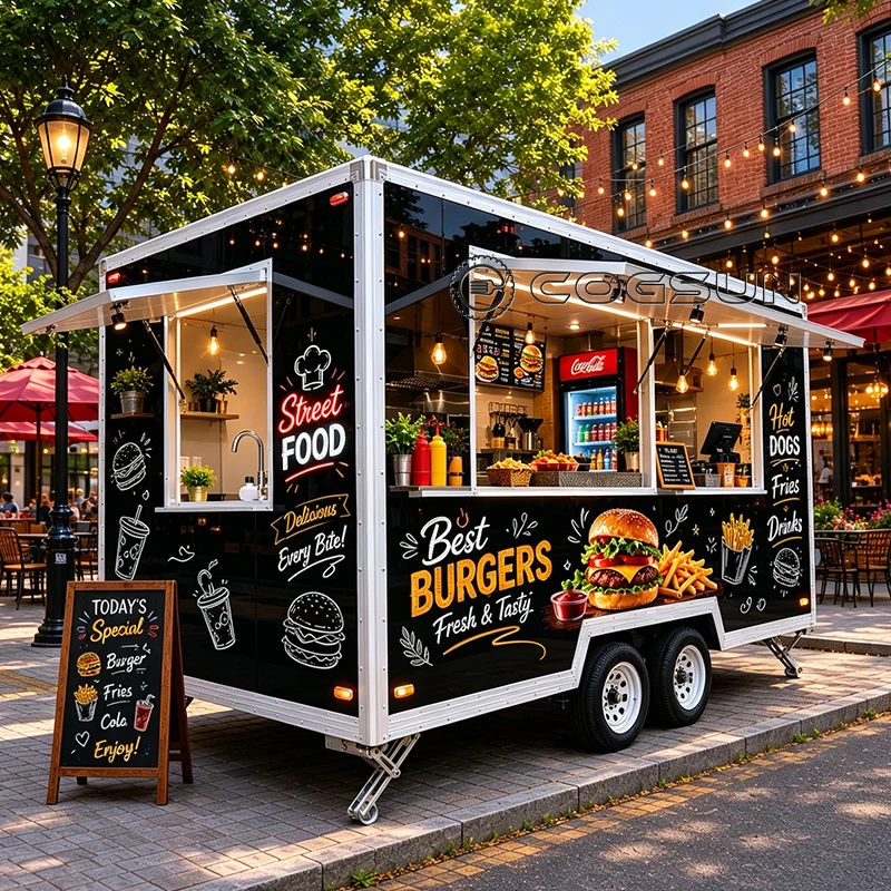 COGSUN Concession BBQ Trailer Fully Equipped Mobile Coffee Shop Fast Food Trailer Food Truck Manufacturer With Full Kitchen
COGSUN Concession BBQ Trailer Fully Equipped Mobile Coffee Shop Fast Food Trailer Food Truck Manufacturer With Full Kitchen