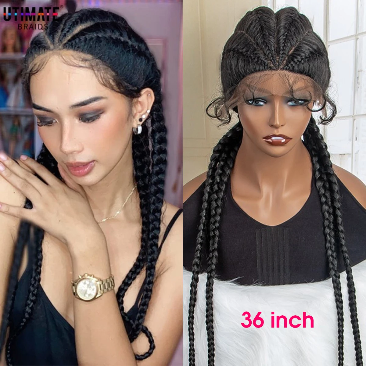 Box Braided Lace Frontal Wig 36 Inches Long Dutch Braided Synthetic Wigs with Baby Hair for Black Women Box Braid Wigs
Box Braided Lace Frontal Wig 36 Inches Long Dutch Braided Synthetic Wigs with Baby Hair for Black Women Box Braid Wigs