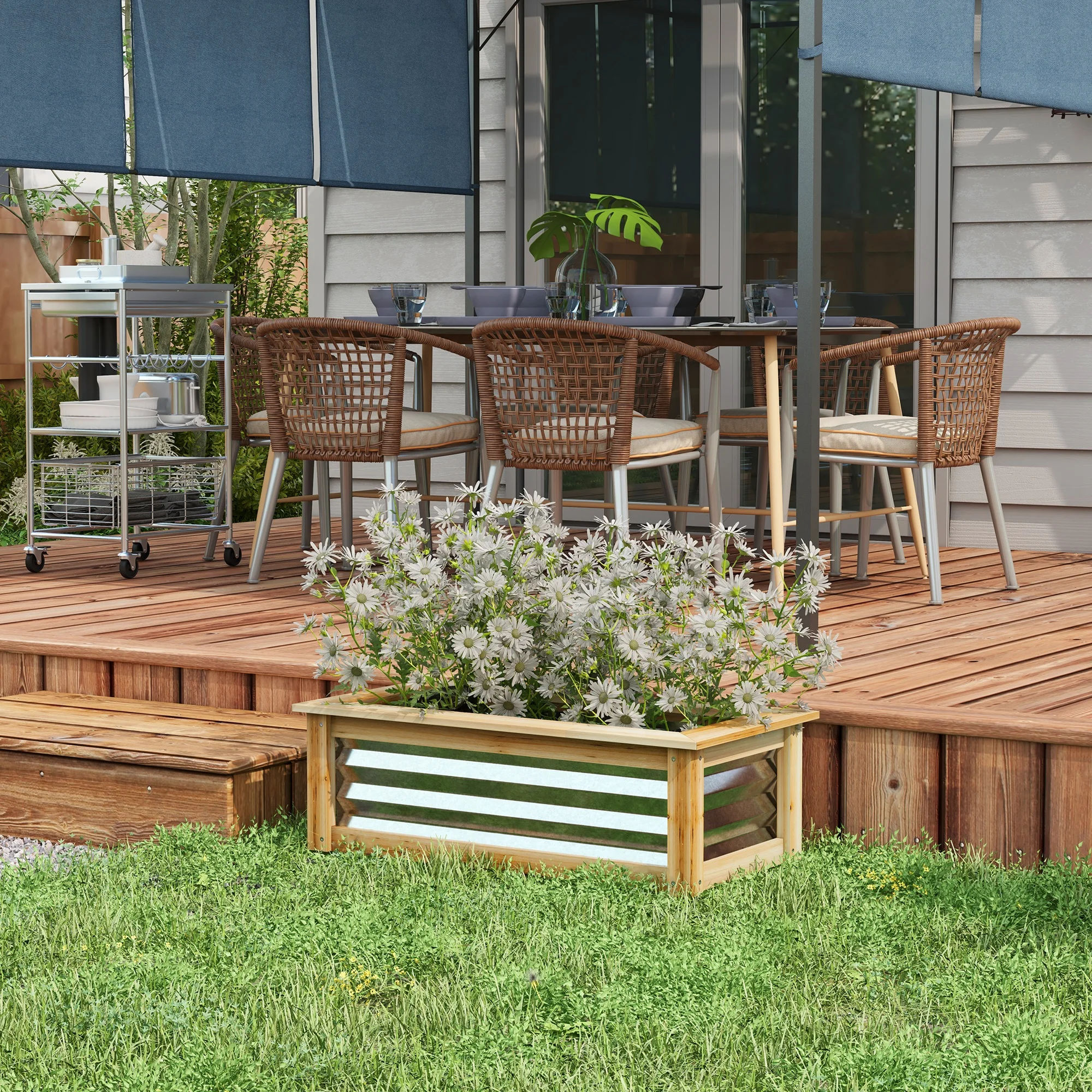 Raised Garden Bed, Metal and Wood Combined Planter Box
Raised Garden Bed, Metal and Wood Combined Planter Box