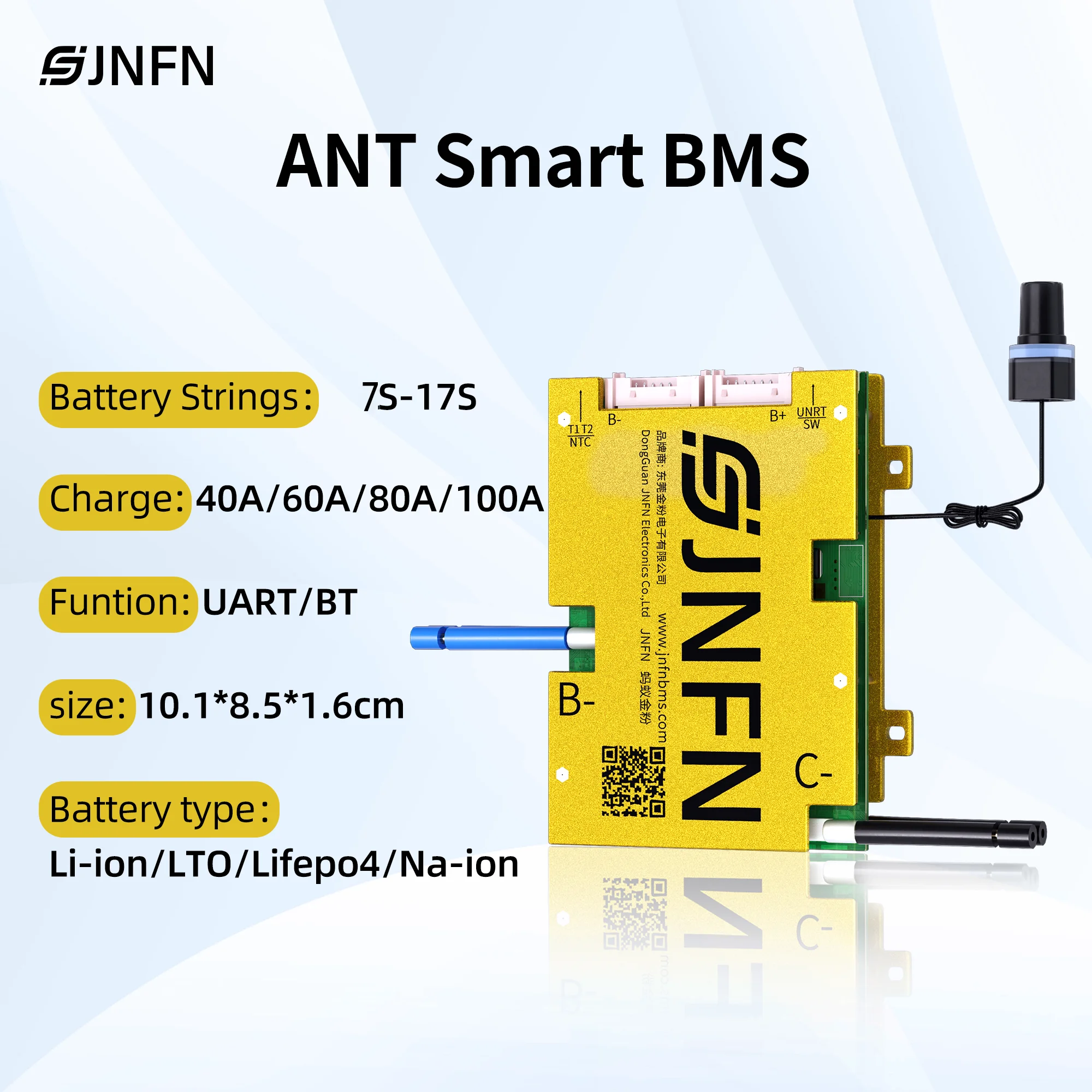 Ant Smart Bms 7-17S lifepo4 battery 8s 24v 10s 36v 16s 48v 40A 60A 80A 100A with External Bluetooth Li-ion 18650 power battery
Ant Smart Bms 7-17S lifepo4 battery 8s 24v 10s 36v 16s 48v 40A 60A 80A 100A with External Bluetooth Li-ion 18650 power battery