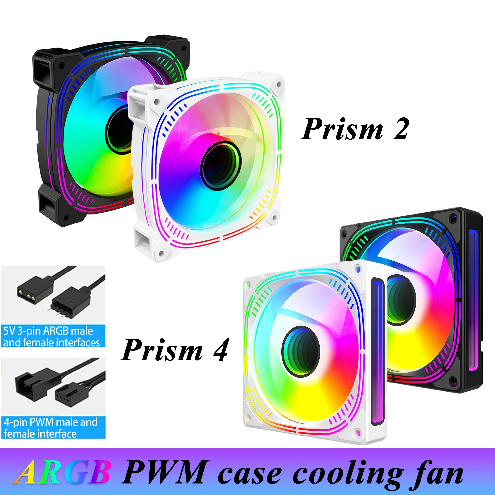 AuyiHomu Prism 2/4 ARGB PWM Case Fan 5V 3Pin Addressable RGB Case Cooler,4Pin PWM PC Cooling Fan-Front-mounted fan
AuyiHomu Prism 2/4 ARGB PWM Case Fan 5V 3Pin Addressable RGB Case Cooler,4Pin PWM PC Cooling Fan-Front-mounted fan