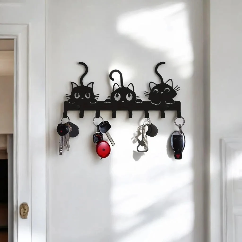Cute Cat Key Holder – Wall Mounted Metal Key Rack Hooks, Cat Tail Hanger for Entryway, Cat Lover Gift, Coat & Towel Organizer
Cute Cat Key Holder – Wall Mounted Metal Key Rack Hooks, Cat Tail Hanger for Entryway, Cat Lover Gift, Coat & Towel Organizer