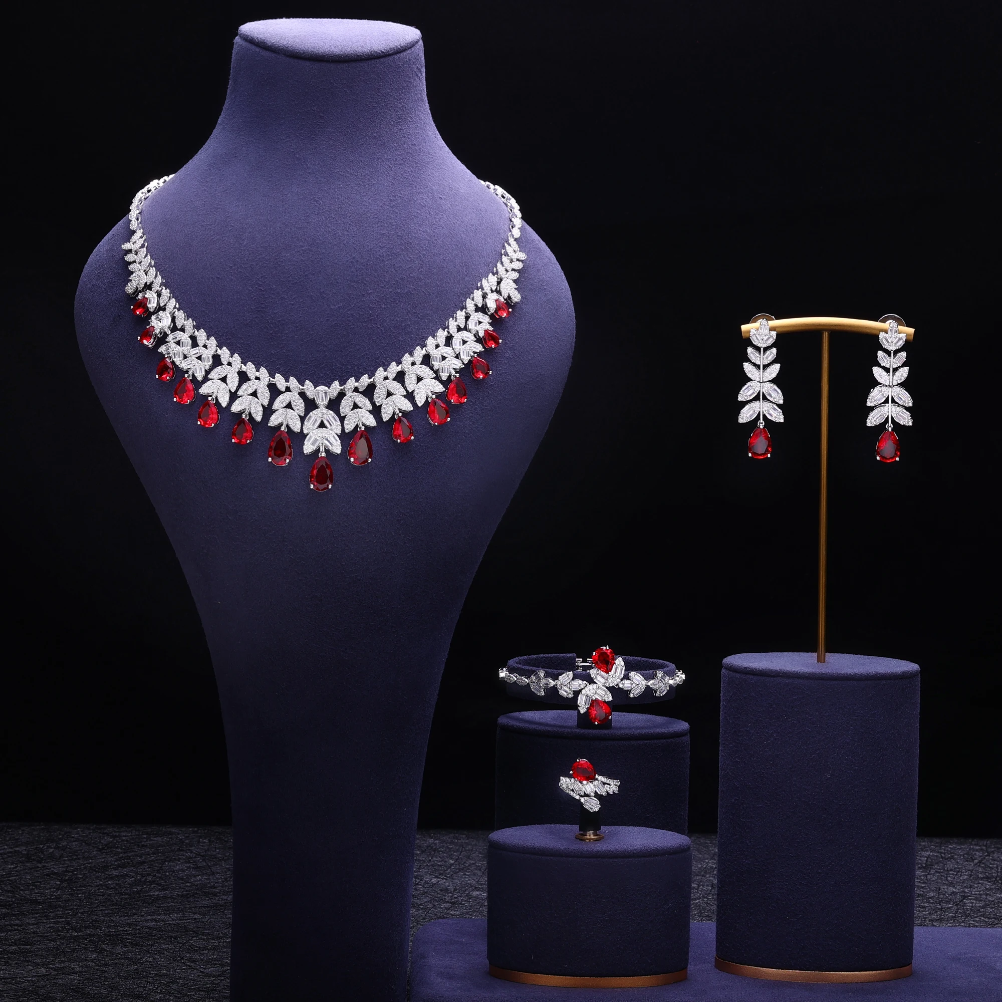 Luxury Red White Cubic Zirconia Bridal NecklacE And Earrings 4PCS Jewelry Sets Women Wedding Party Jewelry
Luxury Red White Cubic Zirconia Bridal NecklacE And Earrings 4PCS Jewelry Sets Women Wedding Party Jewelry