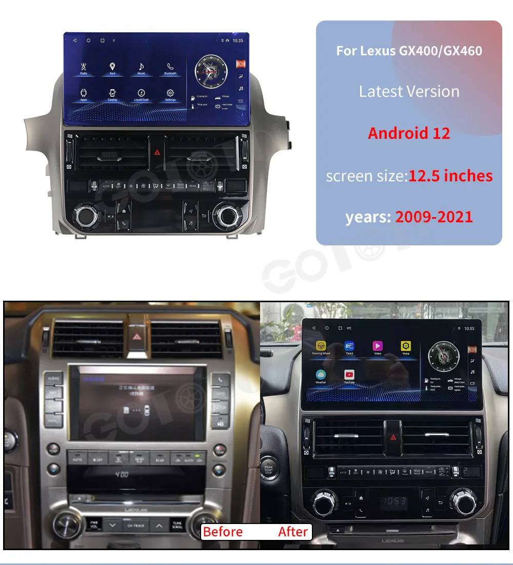 12,5 дюймовый Android 12 Carplay 2024 автомобильное стерео для Lexus GX460 2010-2022 Автомобильный GPS-навигатор головное устройство мультимедийный плеер медиаплеер
12,5 дюймовый Android 12 Carplay 2024 автомобильное стерео для Lexus GX460 2010-2022 Автомобильный GPS-навигатор головное устройство мультимедийный плеер медиаплеер