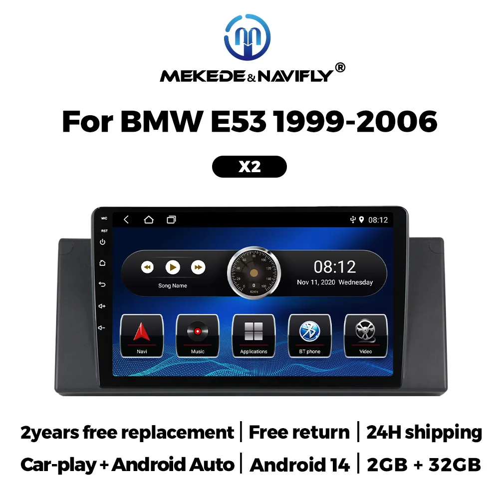 MEKEDE 2din Android 14 Car Radio Multimedia Video Player Navigation GPS For BMW E53 X5 1999-2006 4G+WIFI Head Unit CarPlay Auto
MEKEDE 2din Android 14 Car Radio Multimedia Video Player Navigation GPS For BMW E53 X5 1999-2006 4G+WIFI Head Unit CarPlay Auto
