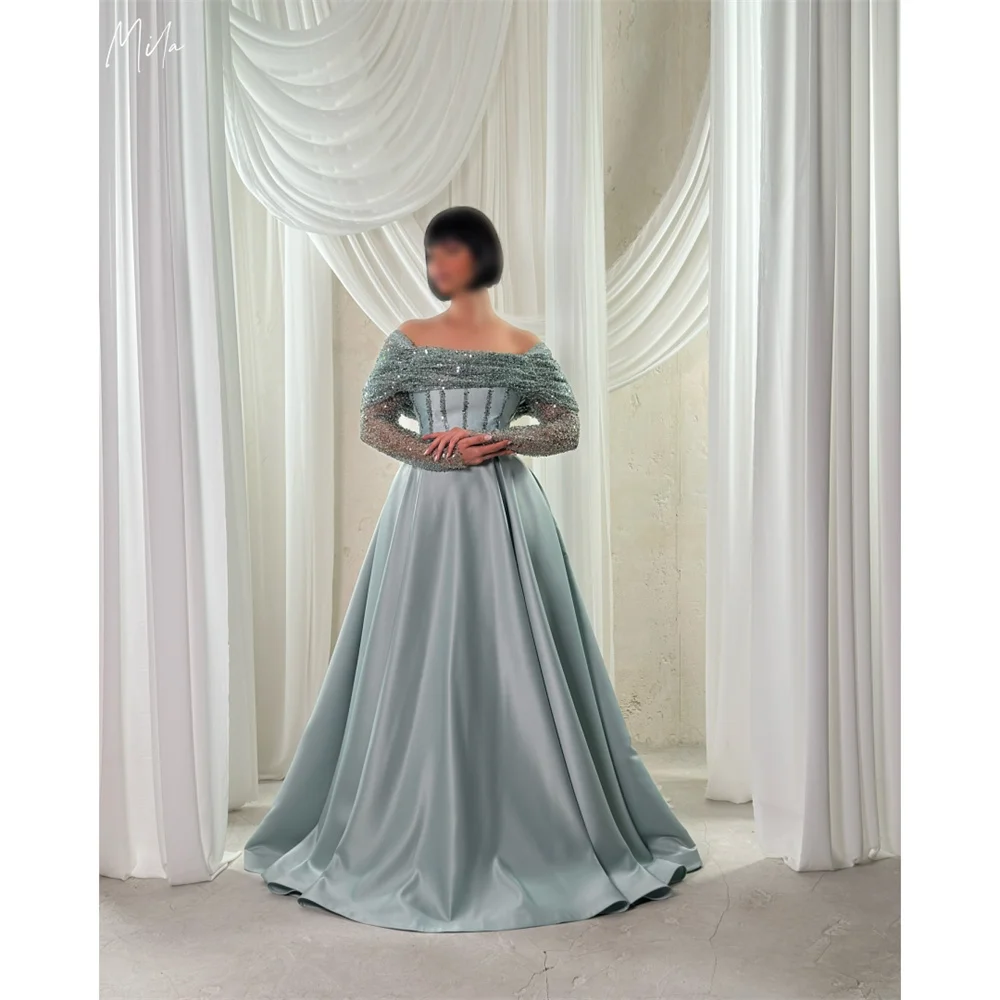 Mila Off the Shoulder Ball Gown Satin فساتين سهرة Customized Floor-Length Lace-Up Prom Dresses Glitter Evening Dresses 2025
Mila Off the Shoulder Ball Gown Satin فساتين سهرة Customized Floor-Length Lace-Up Prom Dresses Glitter Evening Dresses 2025