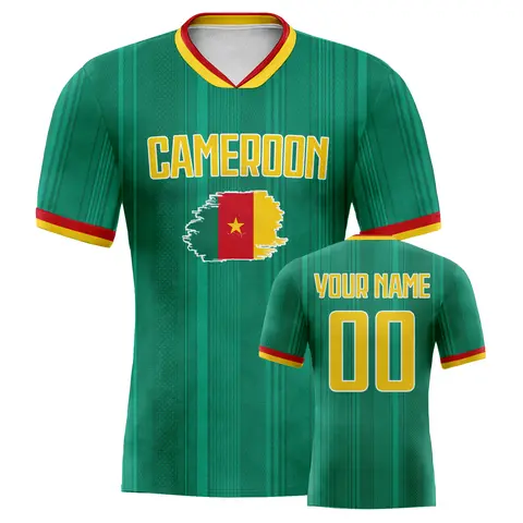 Custom Cameroon Soccer Jerseys Personalized Name & Number Football Shirt National Team Football Jersey for Women Men Kids Fan