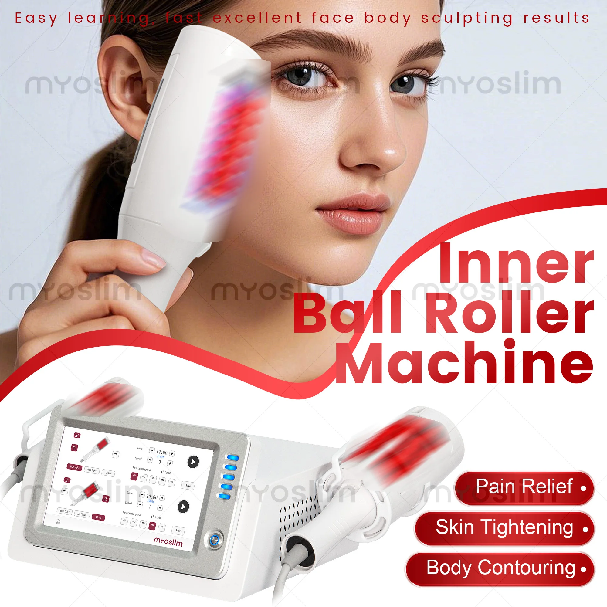 MYOslim Slimming massage cellulite Body Facial Treatment 360 Degree Vibration therapy Inner Ball Roller fat removal Machine
MYOslim Slimming massage cellulite Body Facial Treatment 360 Degree Vibration therapy Inner Ball Roller fat removal Machine