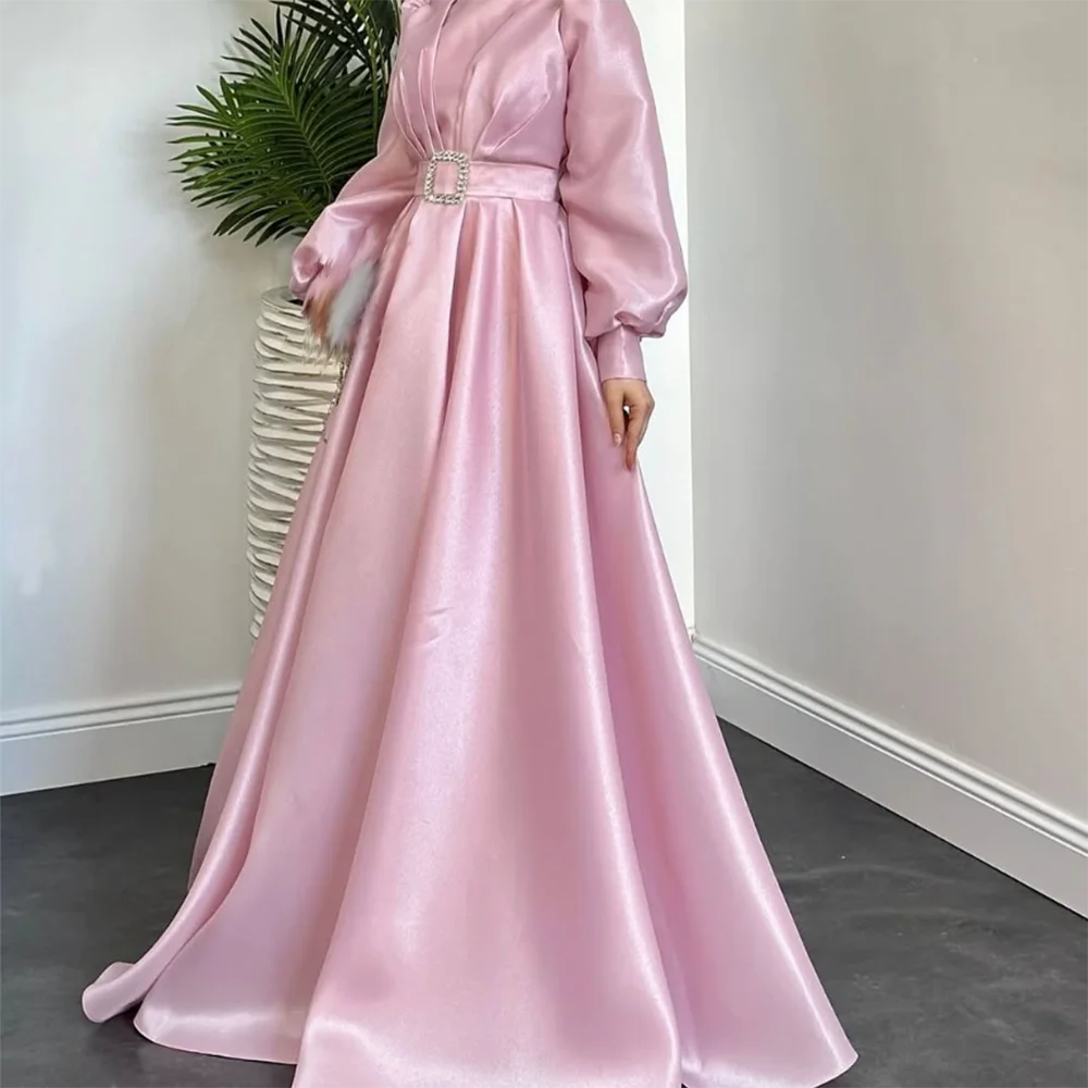 Customized A-Line Prom Dresses Floor-Length High-Neck Full Sleeve Evening Gown Fashion Crystal Sashes Simple Draped Party Gown
Customized A-Line Prom Dresses Floor-Length High-Neck Full Sleeve Evening Gown Fashion Crystal Sashes Simple Draped Party Gown