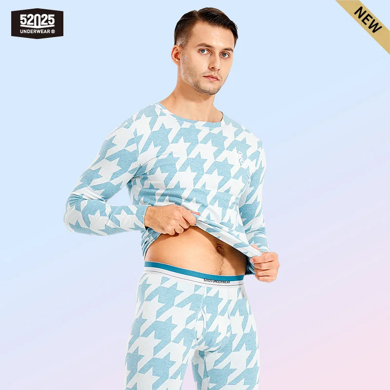 52025 Мужское и женское термобелье с узором «гусиные лапки» — теплый костюм из хлопка с вискозой средней плотности, мягкий, дышащий, удобный и стильный базовый слой для дома, офиса и улицы 
52025 Мужское и женское термобелье с узором «гусиные лапки» — теплый костюм из хлопка с вискозой средней плотности, мягкий, дышащий, удобный и стильный базовый слой для дома, офиса и улицы