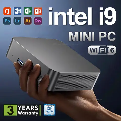 Mini-PC Windows 11 Intel Core i9 8950hk 16GB DDR4 512GB 1TB SSD PC-Spieler Computer Dual-WLAN 6 BT 2, 5 4k HD Mini-Gaming-PC-Desktop