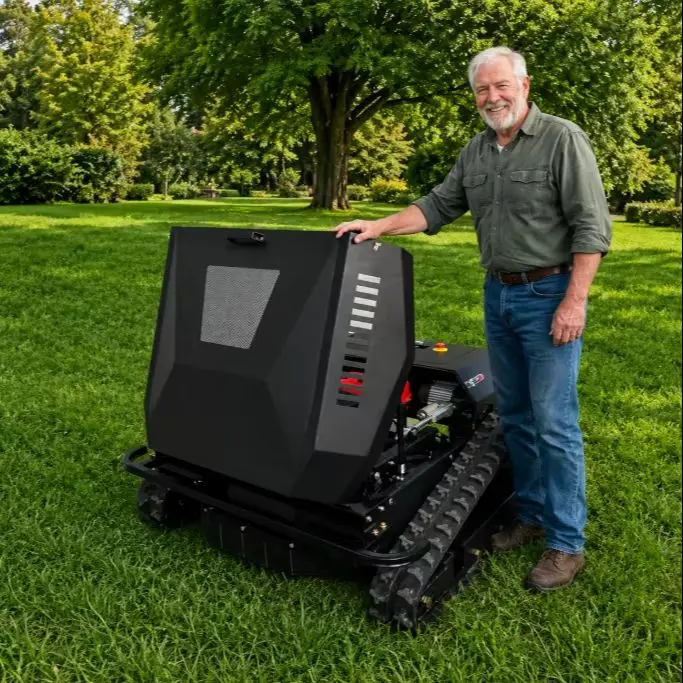 High-power twin-cylinder tracked intelligent lawn mower, remote controlled all-terrain garden maintenance robot
High-power twin-cylinder tracked intelligent lawn mower, remote controlled all-terrain garden maintenance robot