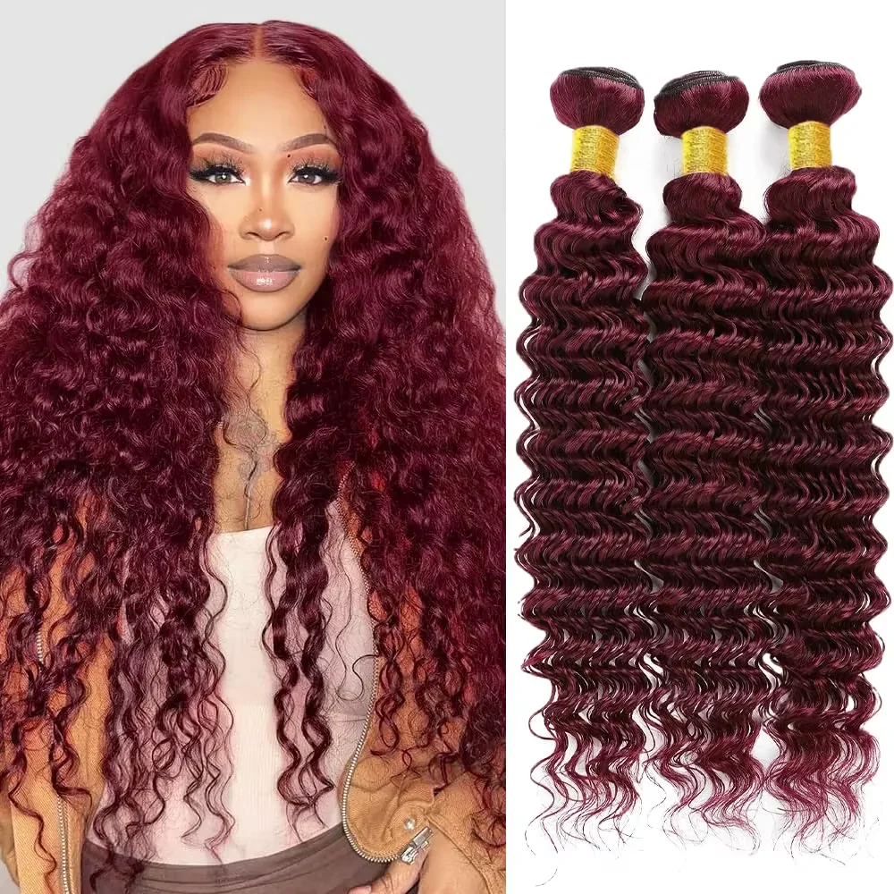 #99J Deep Wave Human Hair Bundles Brazilian Remy Hair Weaving Burgundy Unprocessed Virgin Hair Extensions Red Curly Hair Bundle
#99J Deep Wave Human Hair Bundles Brazilian Remy Hair Weaving Burgundy Unprocessed Virgin Hair Extensions Red Curly Hair Bundle