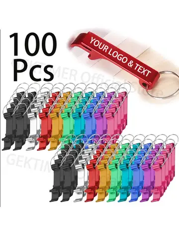 100Pcs Key Chain Beer Bottle Opener Keychains Pocket Portable Personalized Logo Private Gift Customized Key Ring Can Opener