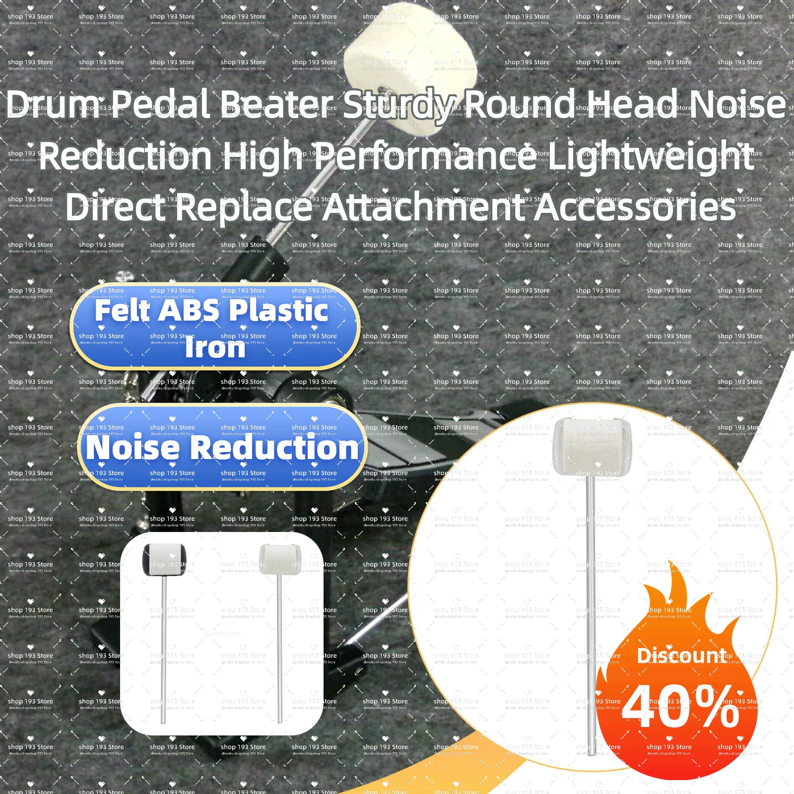 Drum Pedal Beater Sturdy Round Head Noise Reduction High Performance Lightweight Direct Replace Attachment Accessories
Drum Pedal Beater Sturdy Round Head Noise Reduction High Performance Lightweight Direct Replace Attachment Accessories