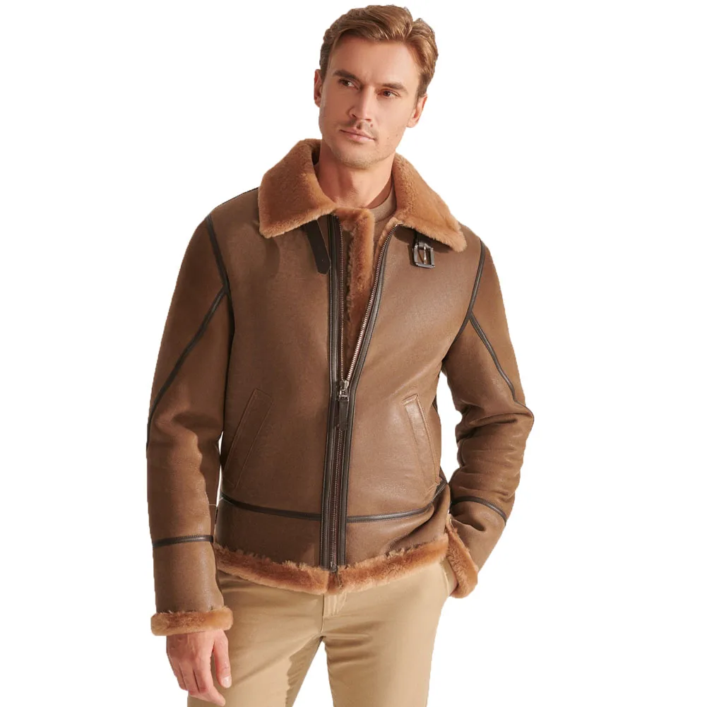 Denny&Dora Light Brown Leather Jacket Mens Pilot Jacket Natural Shearling Leather Coat
Denny&Dora Light Brown Leather Jacket Mens Pilot Jacket Natural Shearling Leather Coat