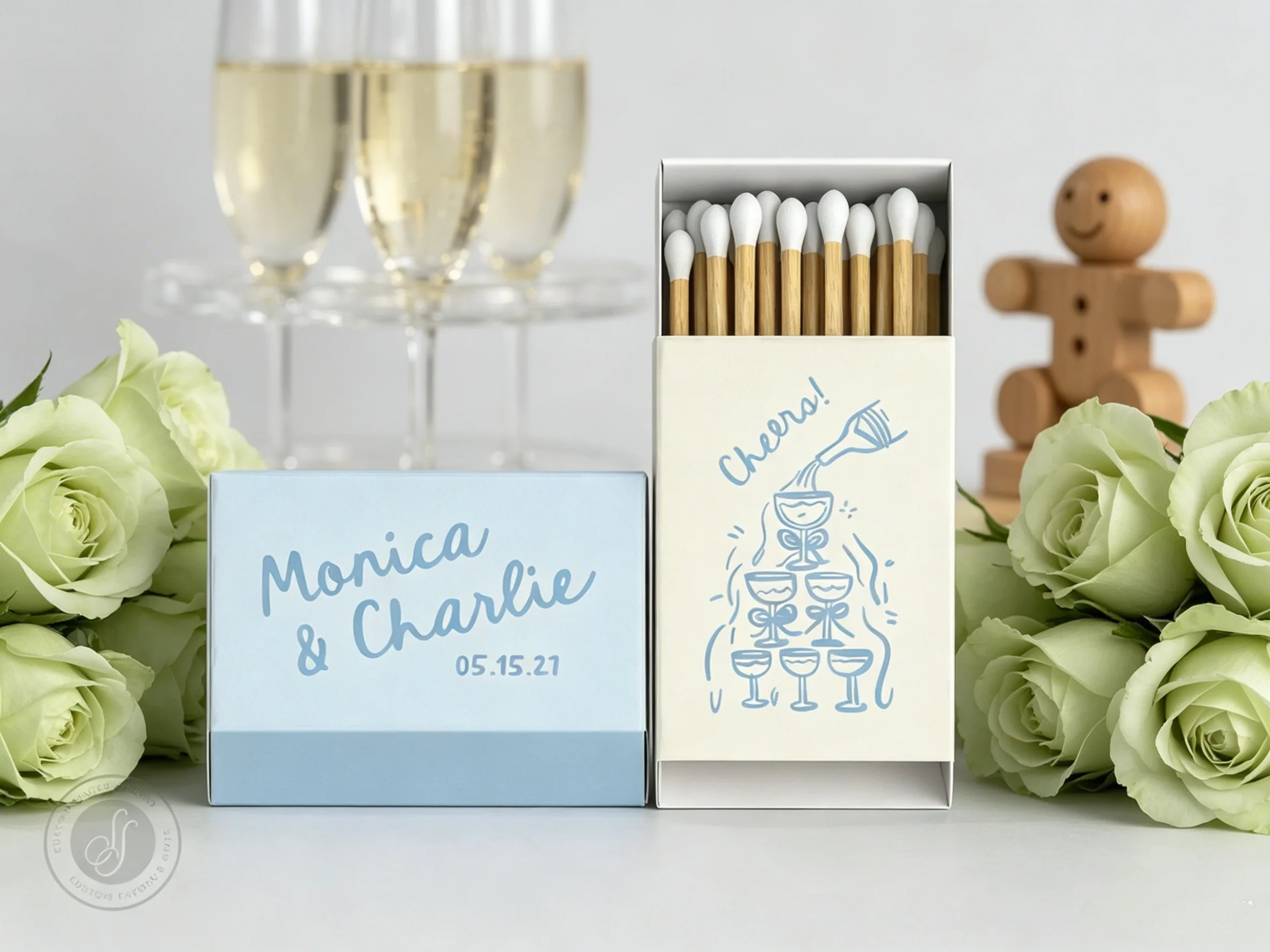 Custom Foiled Wedding Matchboxes Favors - Champagne Tower Design Personalized Matches for Wedding, Bridal Shower & Candle Lighti
Custom Foiled Wedding Matchboxes Favors - Champagne Tower Design Personalized Matches for Wedding, Bridal Shower & Candle Lighti