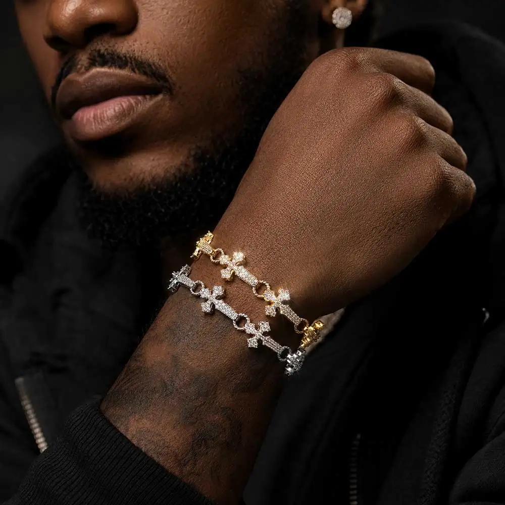 Nuoya 11mm Full Pave CZ Cross Link Bracelet Copper Material Iced Bling Hip Hop Streetwear Tennis Chain Men Wrist Jewelry
Nuoya 11mm Full Pave CZ Cross Link Bracelet Copper Material Iced Bling Hip Hop Streetwear Tennis Chain Men Wrist Jewelry