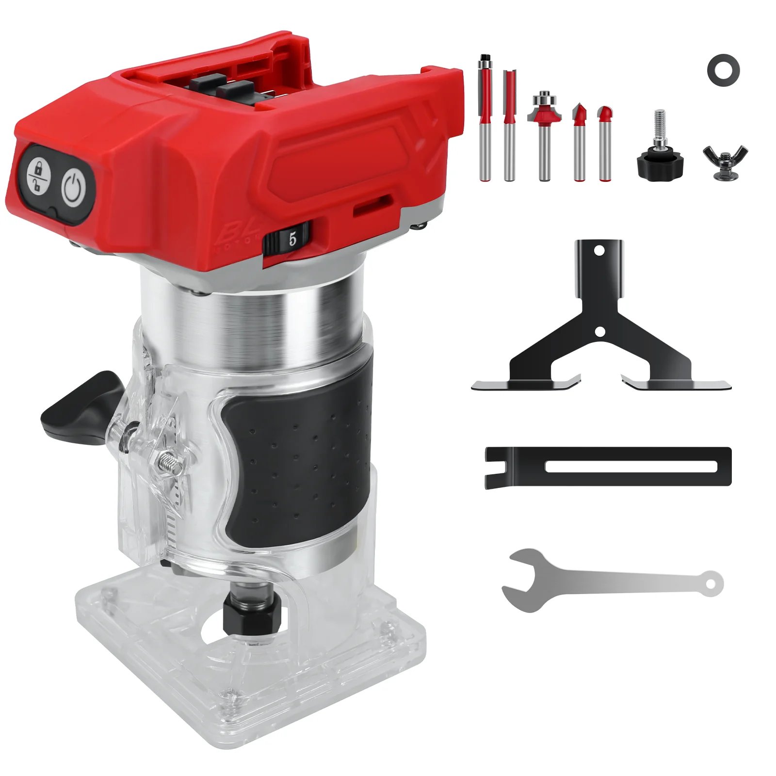 Бесщеточный электрический триммер 800 Вт, деревообрабатывающий триммер, беспроводной компактный фрезерный станок по дереву для аккумулятора Milwaukee 18 В (без батареи)
Бесщеточный электрический триммер 800 Вт, деревообрабатывающий триммер, беспроводной компактный фрезерный станок по дереву для аккумулятора Milwaukee 18 В (без батареи)