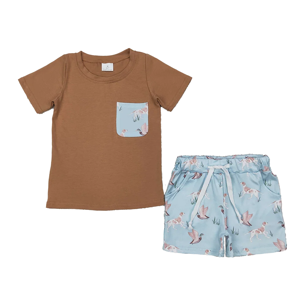 BSSO1420Baby Boys Summer Boys Outfits Khaki pocket top dog duck shorts boys hunting clothes
BSSO1420Baby Boys Summer Boys Outfits Khaki pocket top dog duck shorts boys hunting clothes