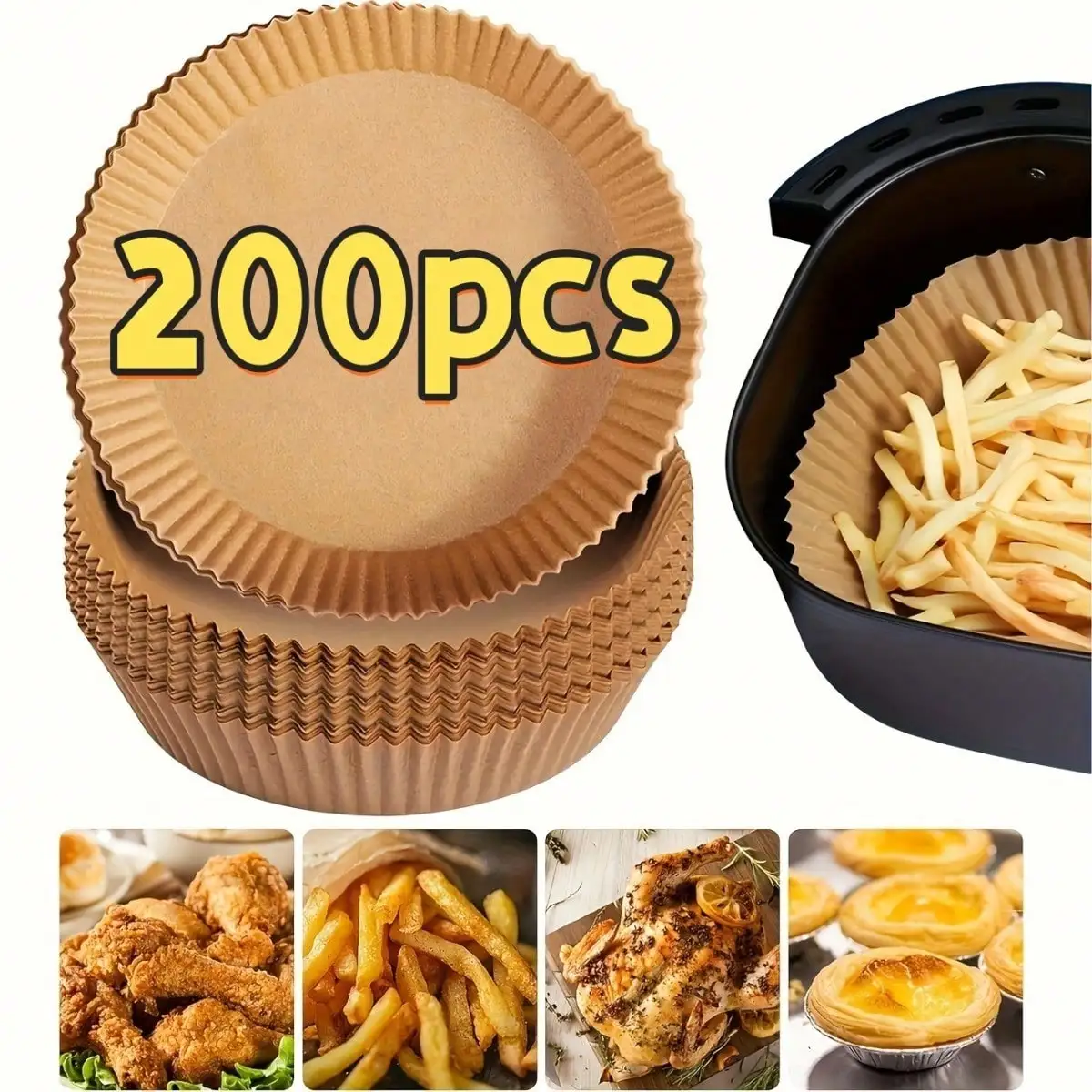 200PCS Bulk Round Air Fryer Paper Liners | Food Grade, Non-Stick, Fits Most Round Air Fryers
200PCS Bulk Round Air Fryer Paper Liners | Food Grade, Non-Stick, Fits Most Round Air Fryers