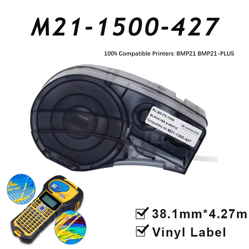 M21-1500-427 38.1mmx4.27m Black on White Self-Laminated Vinyl Label Compatible BRADY BMP21 PLUS Printer M21 1500 427
M21-1500-427 38.1mmx4.27m Black on White Self-Laminated Vinyl Label Compatible BRADY BMP21 PLUS Printer M21 1500 427