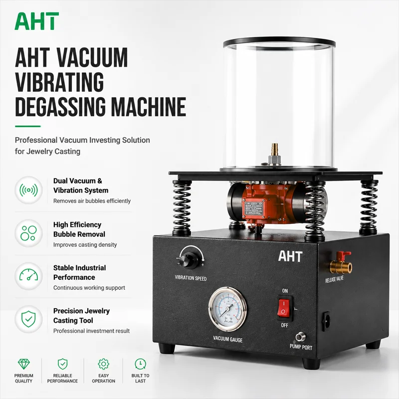 AHT Vacuum Vibrating Degassing Machine Jewelry Casting Kit Silicon Resin Dental Mold Investment Dual Action System Copper Motor
AHT Vacuum Vibrating Degassing Machine Jewelry Casting Kit Silicon Resin Dental Mold Investment Dual Action System Copper Motor
