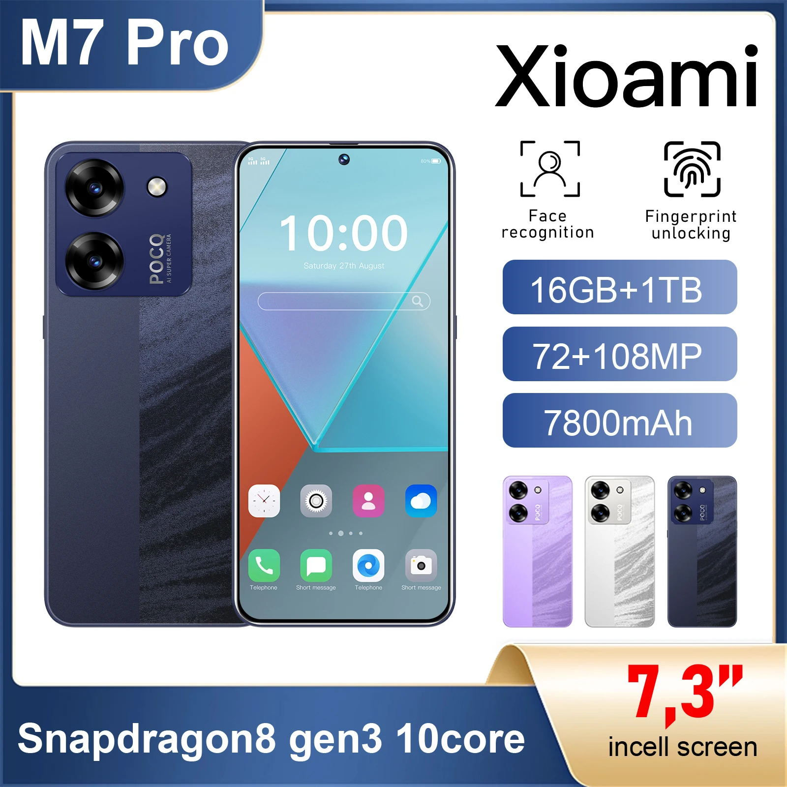 HOT Xioami M7 PRO 7.3-inch global version 16GB+1TB Snapdragon 8th generation 3-core Android 14 72+108MP camera 7800mAh battery
HOT Xioami M7 PRO 7.3-inch global version 16GB+1TB Snapdragon 8th generation 3-core Android 14 72+108MP camera 7800mAh battery