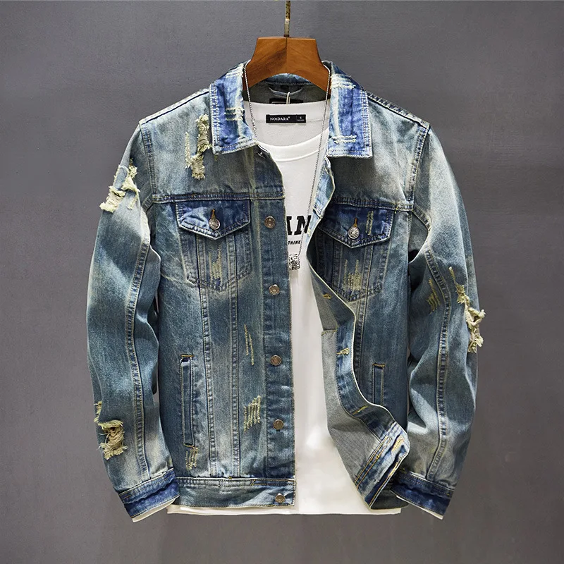 Spring men's ripped denim jacket outerwear youth street wear denim jacket autumn men's clothing wholesale
Spring men's ripped denim jacket outerwear youth street wear denim jacket autumn men's clothing wholesale