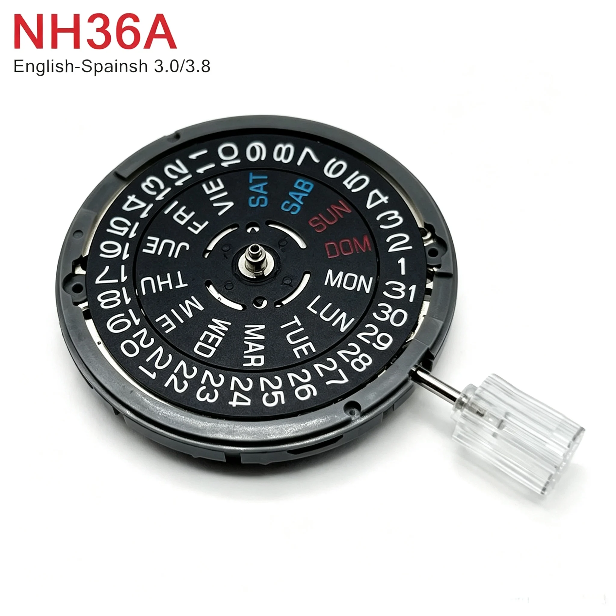 Japan Genuine NH36 Movement English-Spanish Datewheel Crown at 3.0/3.8 O'clock Mod NH36A Day-Date at 3:00 Black/White Disc 4R36A
Japan Genuine NH36 Movement English-Spanish Datewheel Crown at 3.0/3.8 O'clock Mod NH36A Day-Date at 3:00 Black/White Disc 4R36A