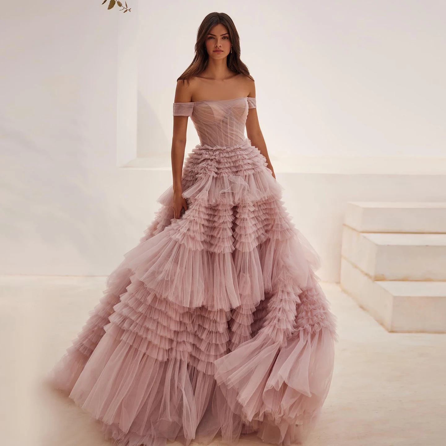 Sharon Said Pink Off-Shoulder Tulle فساتين سهرة with Ruffled A-Line Women Wedding Party Gowns SF087 Customized
Sharon Said Pink Off-Shoulder Tulle فساتين سهرة with Ruffled A-Line Women Wedding Party Gowns SF087 Customized