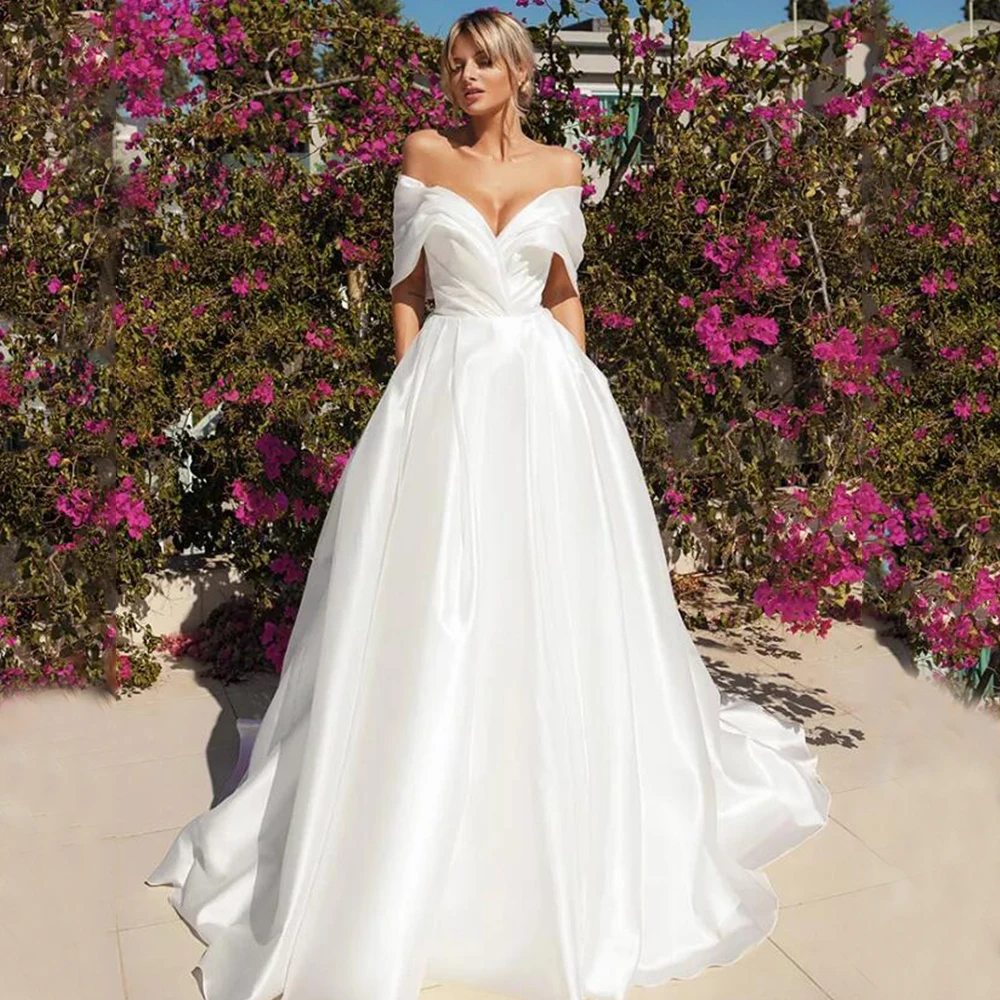 Charming Off the Shoulder Princess Wedding Dress Sexy Open Back with Sweep Train Bridal A-Line Floor Length Marriage Gowns
Charming Off the Shoulder Princess Wedding Dress Sexy Open Back with Sweep Train Bridal A-Line Floor Length Marriage Gowns