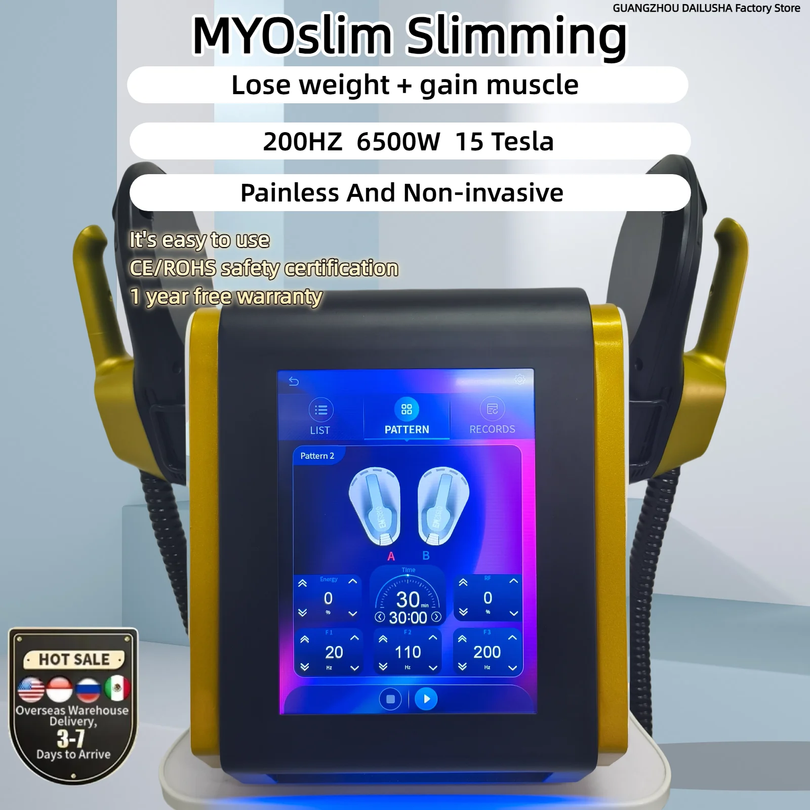 Professional EMS Body Sculpt Machine 6500W Muscle Stimulator 200Hz myoslim RF Portable Slimming Device Fat Removal
Professional EMS Body Sculpt Machine 6500W Muscle Stimulator 200Hz myoslim RF Portable Slimming Device Fat Removal 