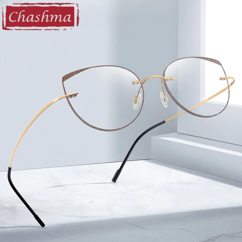 Chashma Prescription Glasses Women Rimless Spectacles Titanium Alloy Fashion Eyeglasses Frames Glitter Color Edges Lenses
Chashma Prescription Glasses Women Rimless Spectacles Titanium Alloy Fashion Eyeglasses Frames Glitter Color Edges Lenses