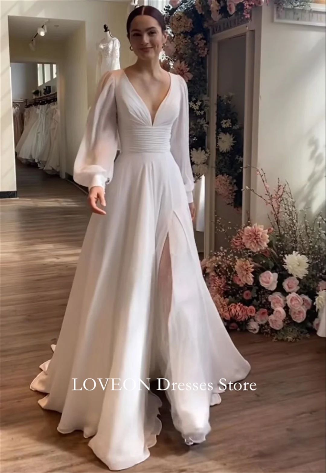 2025 Deep V-Neck Elegant Wedding Dresses Customized 프롬드레스 A-Line Side Slit Korea Pretty Ivory Bride Gowns Party Women Bride
2025 Deep V-Neck Elegant Wedding Dresses Customized 프롬드레스 A-Line Side Slit Korea Pretty Ivory Bride Gowns Party Women Bride