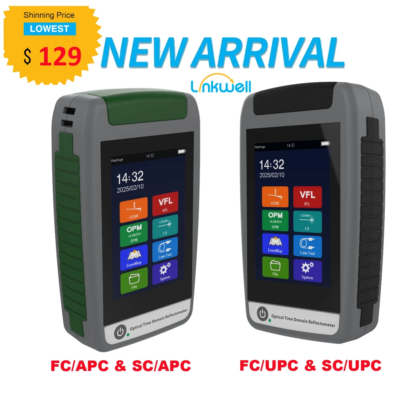 OTDR 1310nm 1550nm 100KM 22-20dB Optic Fiber Reflector iOLM OPM VFL Laser Source Red Light and Green Light- 
OTDR 1310nm 1550nm 100KM 22-20dB Optic Fiber Reflector iOLM OPM VFL Laser Source Red Light and Green Light-