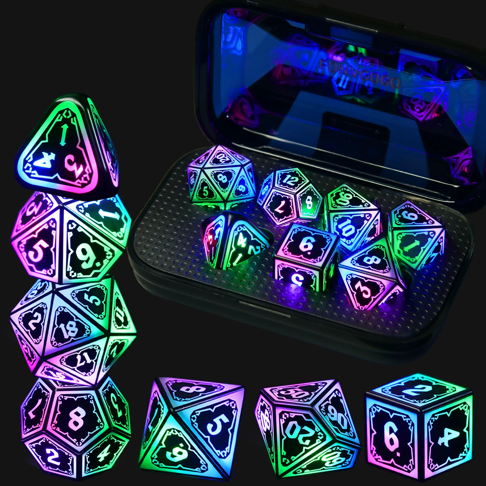 Wireless Charging Light up Dice, Rechargeable DND Dice Set for Dungeons and Dragons LED D&D Dice Set
Wireless Charging Light up Dice, Rechargeable DND Dice Set for Dungeons and Dragons LED D&D Dice Set