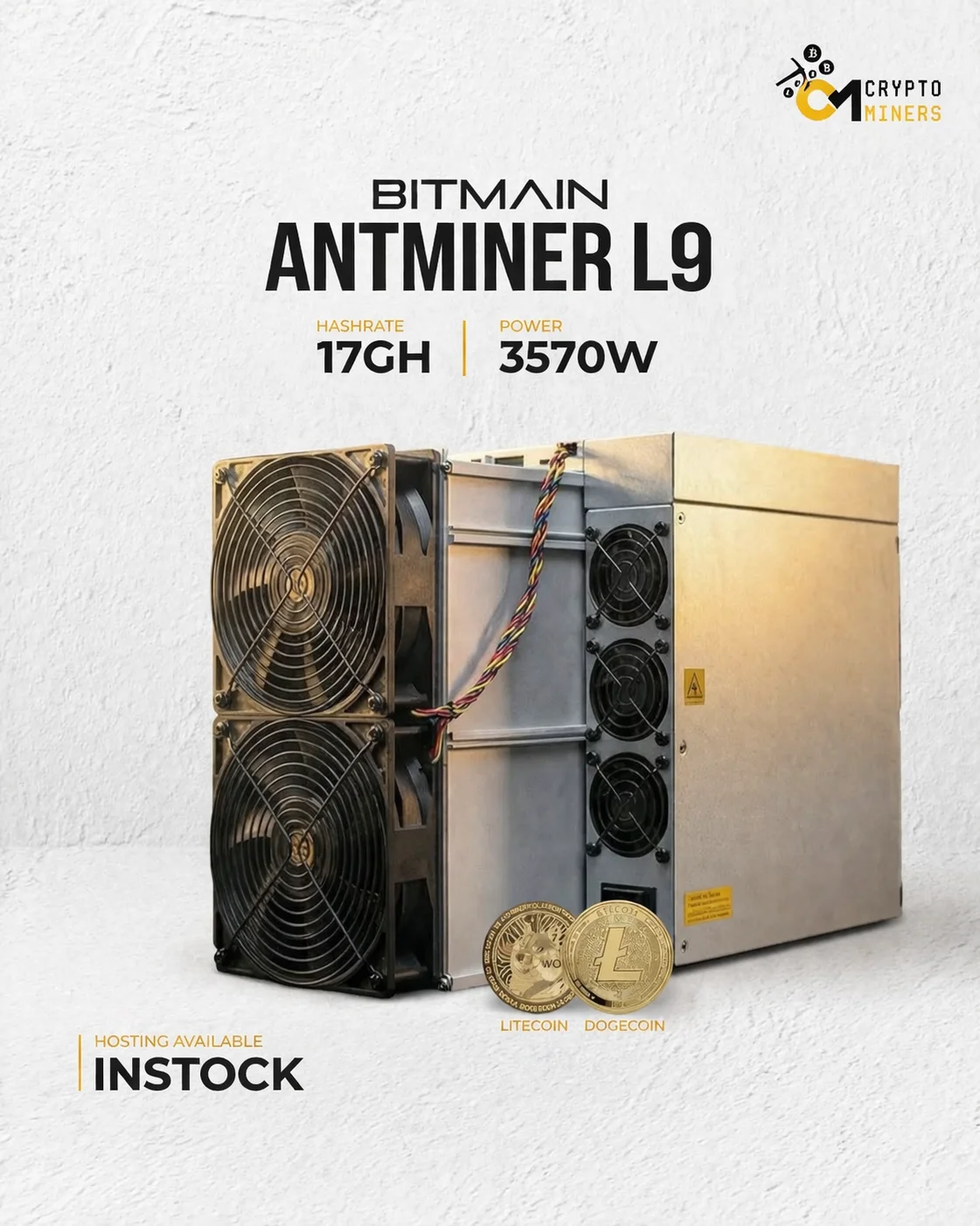 GO _ NEW _ Bitmain Antminer L9 17GH/s 3570W Scrypt ASIC Miner — DOGE & LTC Mining Machine, High-Efficiency Dogecoin/Litecoin Min
GO _ NEW _ Bitmain Antminer L9 17GH/s 3570W Scrypt ASIC Miner — DOGE & LTC Mining Machine, High-Efficiency Dogecoin/Litecoin Min