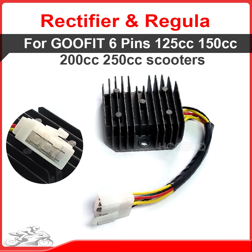 Выпрямитель тока, универсальный регулятор напряжения, стабилизатор напряжения мотоцикла для скутеров GOOFIT, 6 контактов, 125cc, 150cc, 200cc, 250cc
Выпрямитель тока, универсальный регулятор напряжения, стабилизатор напряжения мотоцикла для скутеров GOOFIT, 6 контактов, 125cc, 150cc, 200cc, 250cc