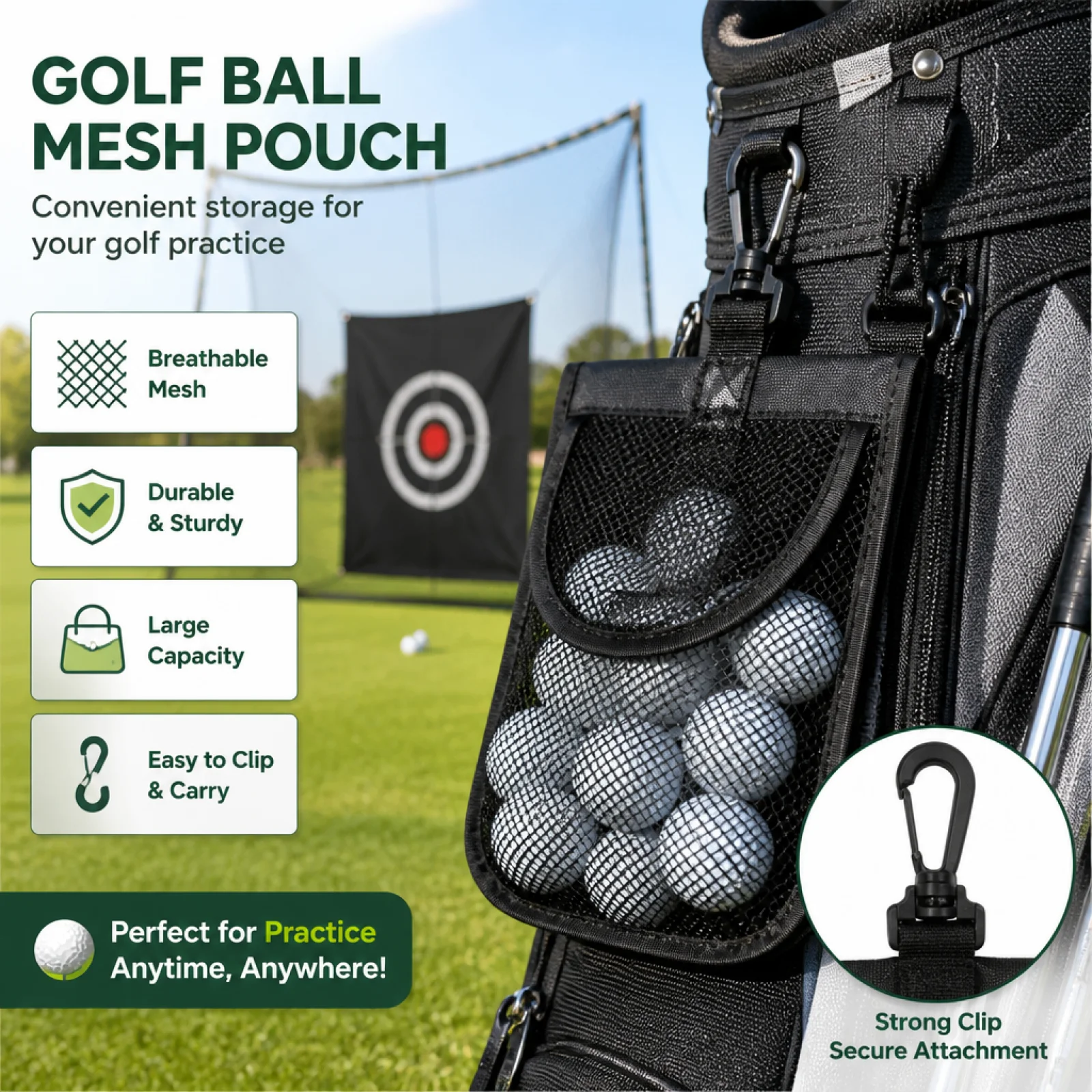 Golf Ball Bag Net Bags Mesh Pouch with hook Golf Ball Storage Bag Table Tennis Ball bag organizer for Gym Sports Tennis Balls
Golf Ball Bag Net Bags Mesh Pouch with hook Golf Ball Storage Bag Table Tennis Ball bag organizer for Gym Sports Tennis Balls