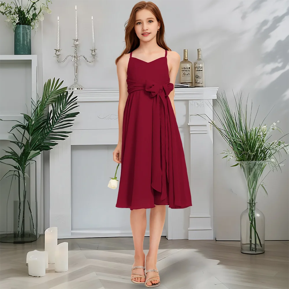 Luxurious V-Neck Junior Bridesmaid Dress Blush Flower Girl Dress Knee-Length Chiffon With Cascading Ruffles Wedding Party Gown
Luxurious V-Neck Junior Bridesmaid Dress Blush Flower Girl Dress Knee-Length Chiffon With Cascading Ruffles Wedding Party Gown