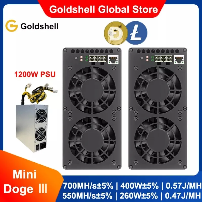 BUY NOW Goldshell Mini Doge 3 Ⅲ Miner LTC Doge Coin Dual Mode 700M/550M 400W/260W w/ PSU
BUY NOW Goldshell Mini Doge 3 Ⅲ Miner LTC Doge Coin Dual Mode 700M/550M 400W/260W w/ PSU