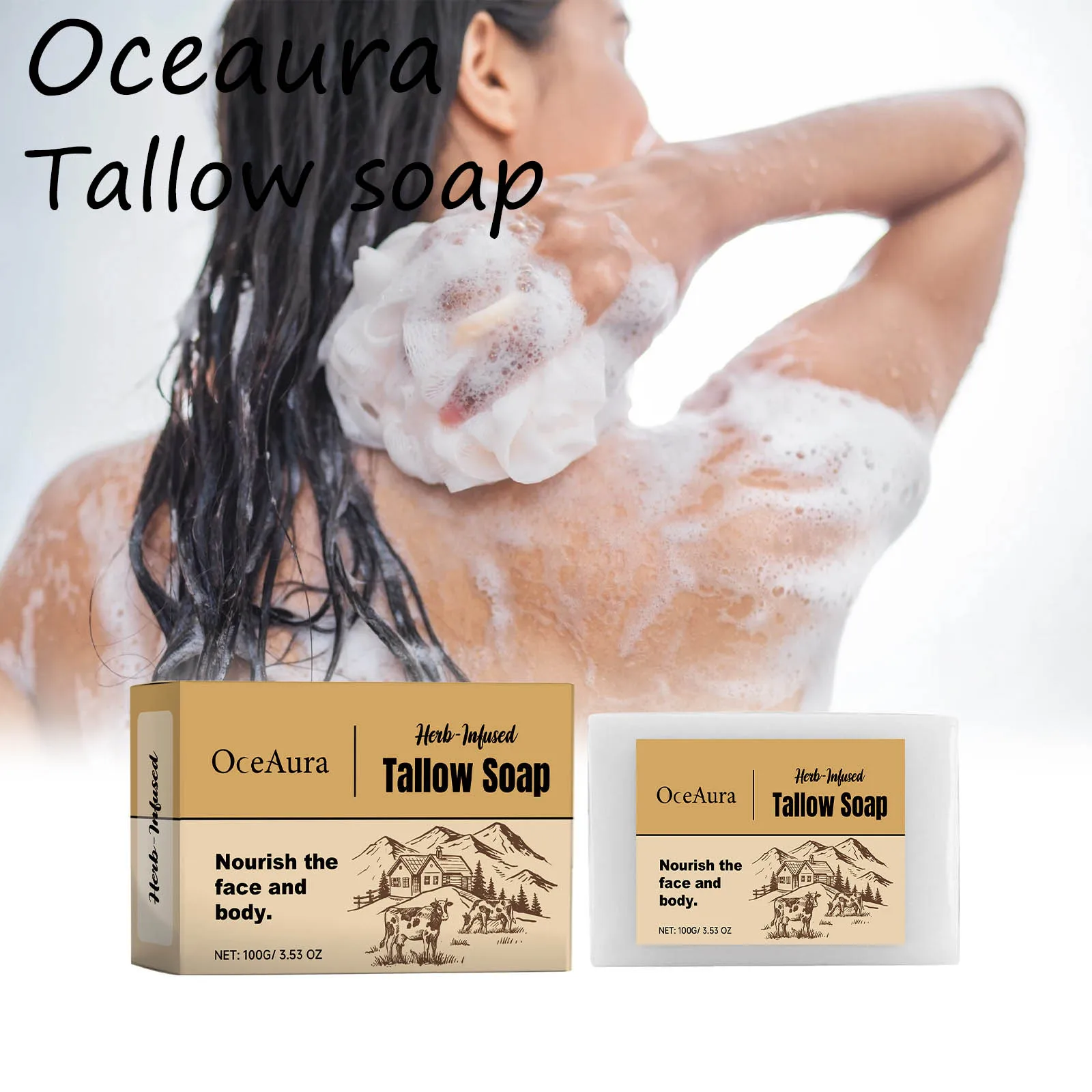 Oceaura Tallow Soap Bar Gentle Cleaning Pore Dirts Hydrating Strengthening Skin Barrier Maintain Skin Health Body Bathing Soap
Oceaura Tallow Soap Bar Gentle Cleaning Pore Dirts Hydrating Strengthening Skin Barrier Maintain Skin Health Body Bathing Soap