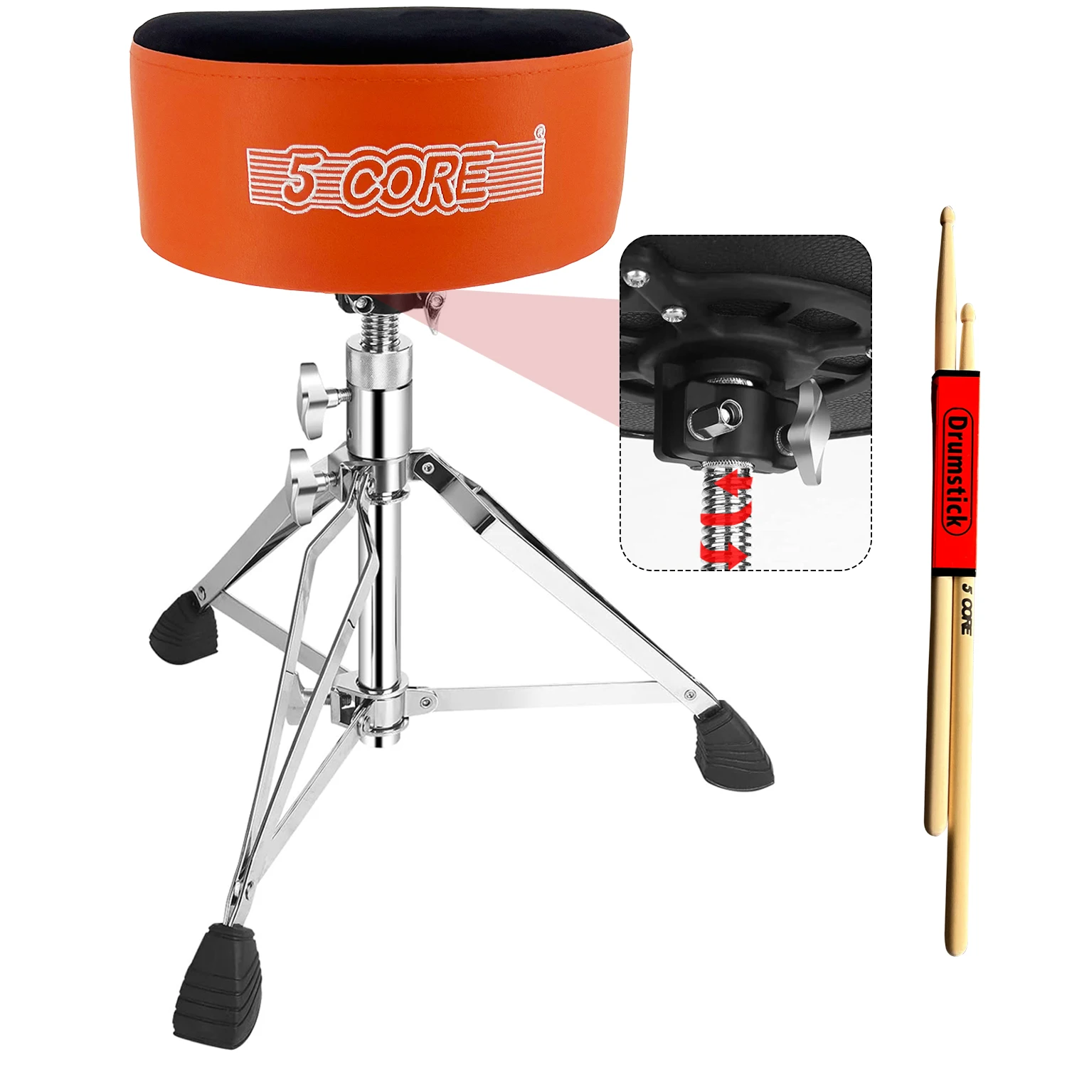 5 Core Drum Throne 5" Padded Guitar Stool Adjustable Heavy Duty Music Chair Seat w Luxury Velvet Top DS CH ORG VEL HD
5 Core Drum Throne 5" Padded Guitar Stool Adjustable Heavy Duty Music Chair Seat w Luxury Velvet Top DS CH ORG VEL HD